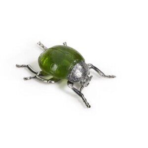Zodax‎ Decorative Ladybug Figurine Green Silver Paperweight Tabletop Decor New